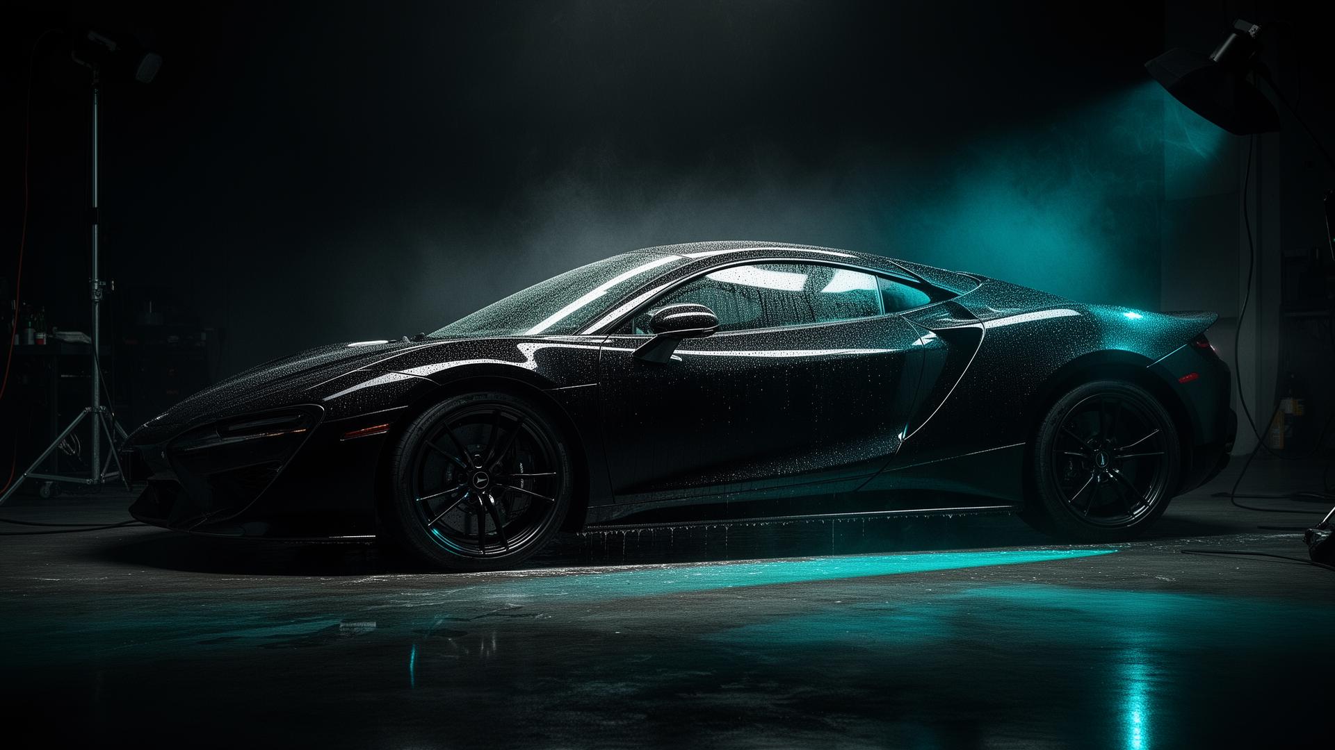 Black luxury sports car detailed by A.K.
